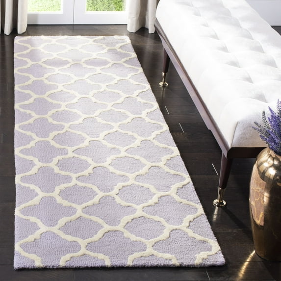 SAFAVIEH Cambridge Leonard Geometric Wool Runner Rug, Lavender/Ivory, 2'6" x 10'