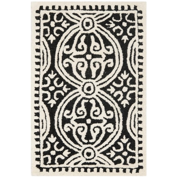 SAFAVIEH Cambridge Leslie Geometric Wool Area Rug, Black/Ivory, 2' x 3'