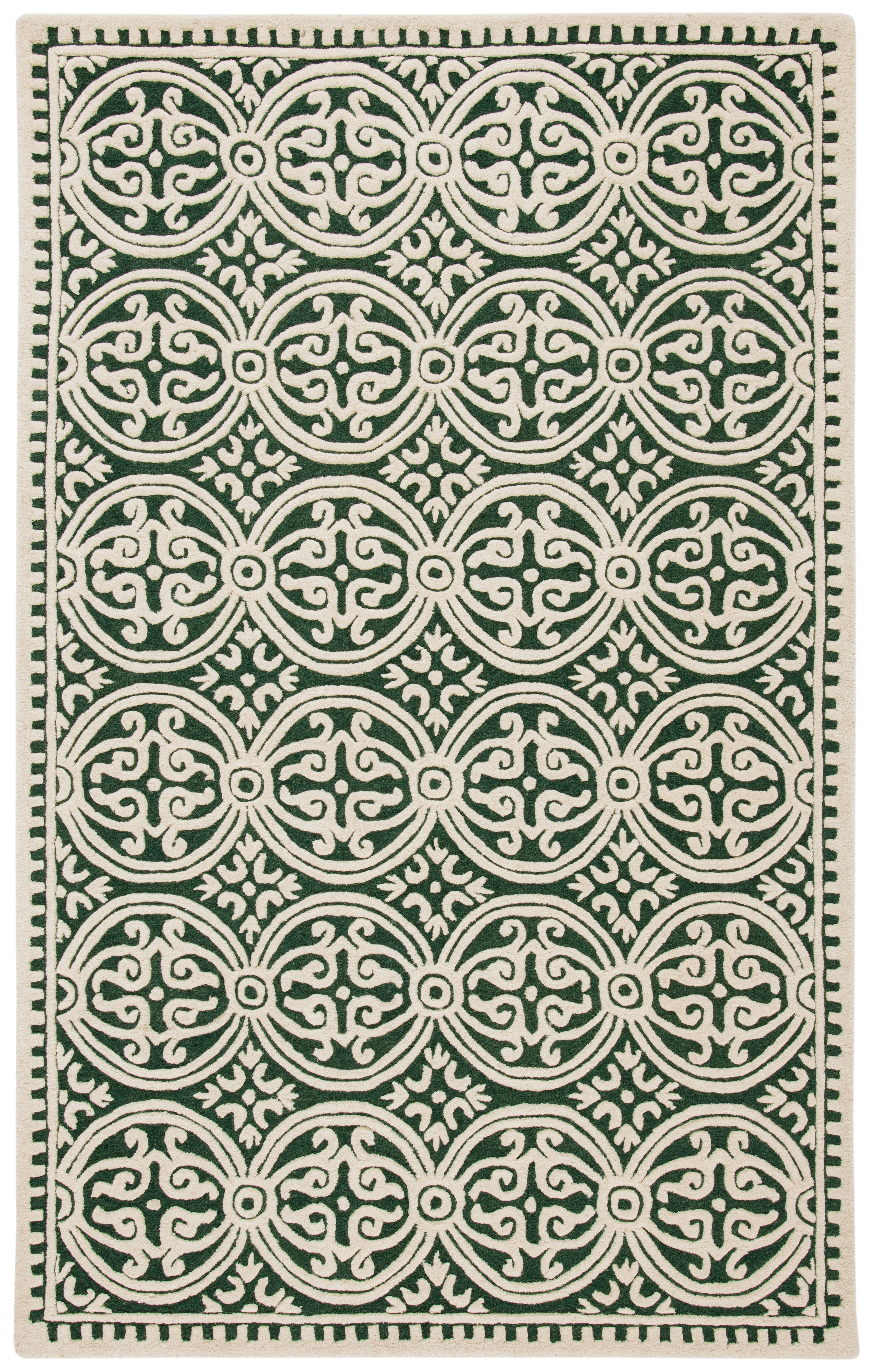 SAFAVIEH Cambridge Leslie Geometric Wool Area Rug, Dark Green/Ivory, 6' x 9'