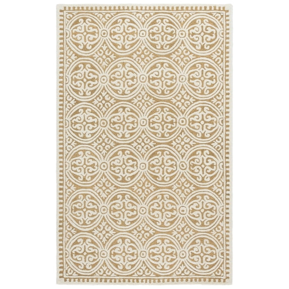 SAFAVIEH Cambridge Leslie Geometric Wool Area Rug, Ivory/Gold, 4' x 6'