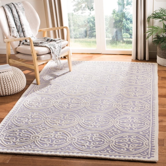 SAFAVIEH Cambridge Leslie Geometric Wool Area Rug, Lavender/Ivory, 5' x 8'