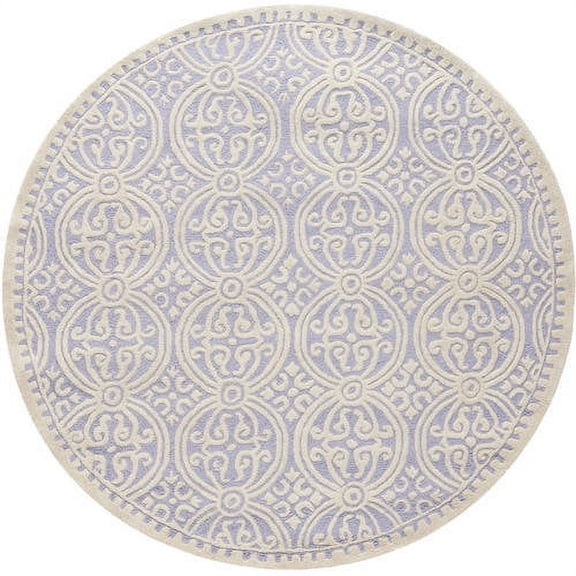 SAFAVIEH Cambridge Leslie Geometric Wool Area Rug, Lavender/Ivory, 6' x 6' Round