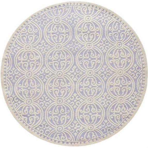 SAFAVIEH Cambridge Leslie Geometric Wool Area Rug, Lavender/Ivory, 6' x 6' Round