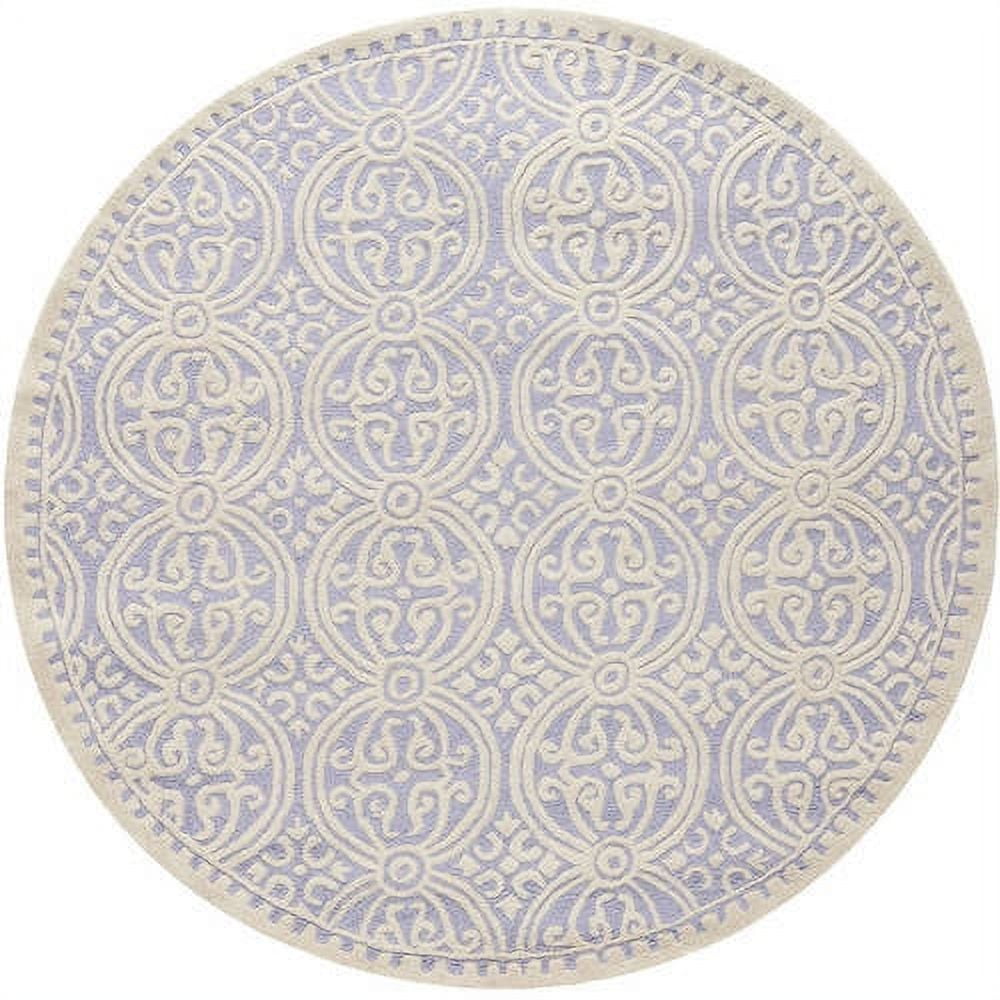 SAFAVIEH Cambridge Leslie Geometric Wool Area Rug, Lavender/Ivory, 8' x 8' Round
