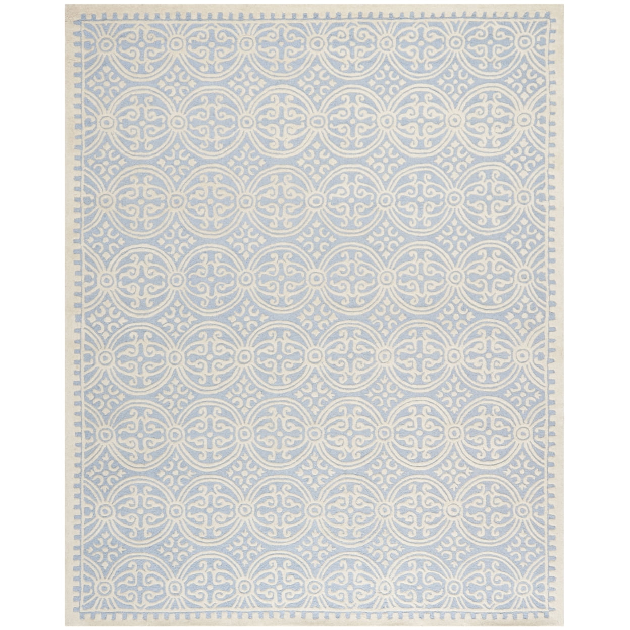 Hand-Tufted Ivory Wool Round Accent Rug with Geometric Design