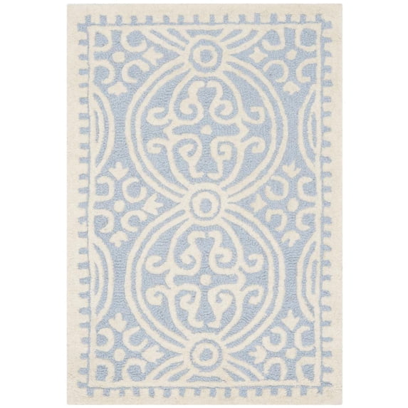 SAFAVIEH Cambridge Leslie Geometric Wool Area Rug, Light Blue/Ivory, 2'6" x 4'
