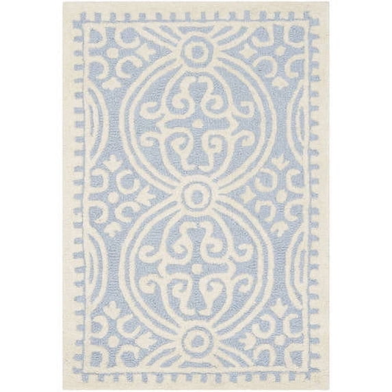 SAFAVIEH Cambridge Leslie Geometric Wool Area Rug, Light Blue/Ivory, 5' x 8'