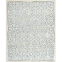 SAFAVIEH Cambridge Leslie Geometric Wool Area Rug, Light Blue/Ivory, 7'6" x 9'6"