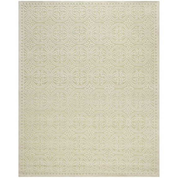SAFAVIEH Cambridge Leslie Geometric Wool Area Rug, Light Green/Ivory, 8' x 10'