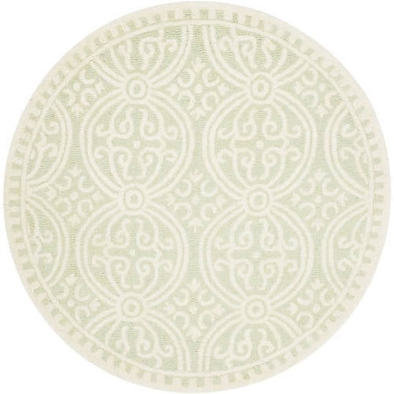 SAFAVIEH Cambridge Leslie Geometric Wool Area Rug, Light Green/Ivory, 8' x 8' Square