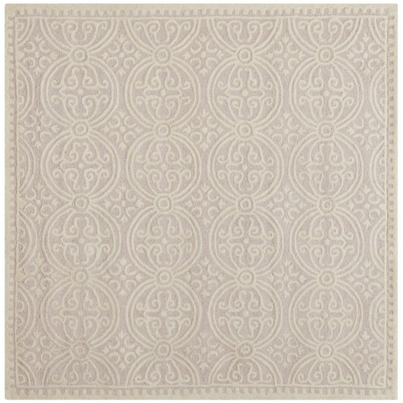 SAFAVIEH Cambridge Leslie Geometric Wool Area Rug, Light Pink/Ivory, 4' x 4' Square