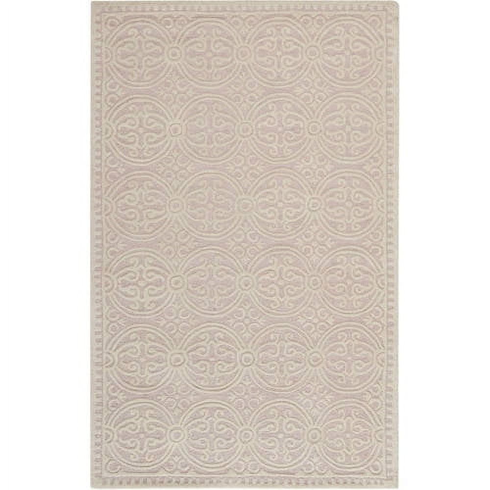 Hand-Tufted Cambridge Light Pink/Ivory Wool 5x8 Area Rug