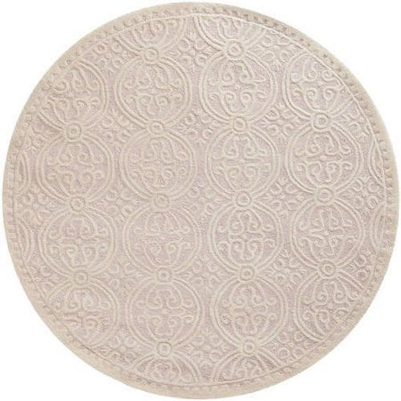 SAFAVIEH Cambridge Leslie Geometric Wool Area Rug, Light Pink/Ivory, 6' x 6' Round