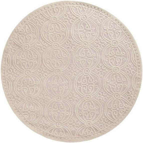 SAFAVIEH Cambridge Leslie Geometric Wool Area Rug, Light Pink/Ivory, 8' x 8' Square