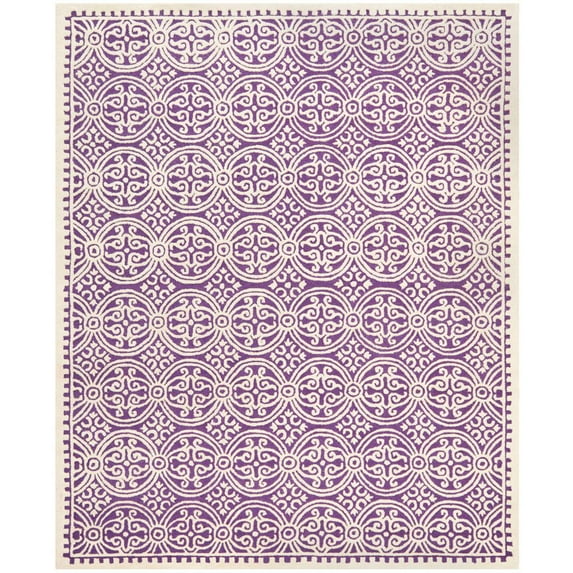 SAFAVIEH Cambridge Leslie Geometric Wool Area Rug, Purple/Ivory, 10' x 14'