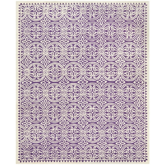 SAFAVIEH Cambridge Leslie Geometric Wool Area Rug, Purple/Ivory, 11' x 15'