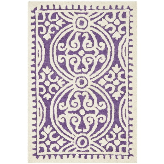 SAFAVIEH Cambridge Leslie Geometric Wool Area Rug, Purple/Ivory, 2'6" x 4'