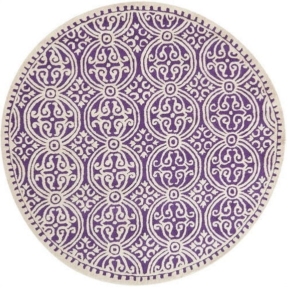 SAFAVIEH Cambridge Leslie Geometric Wool Area Rug, Purple/Ivory, 8' x 8' Round