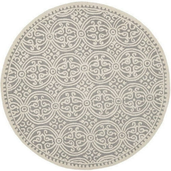 SAFAVIEH Cambridge Leslie Geometric Wool Area Rug, Silver/Ivory, 10' x 14'