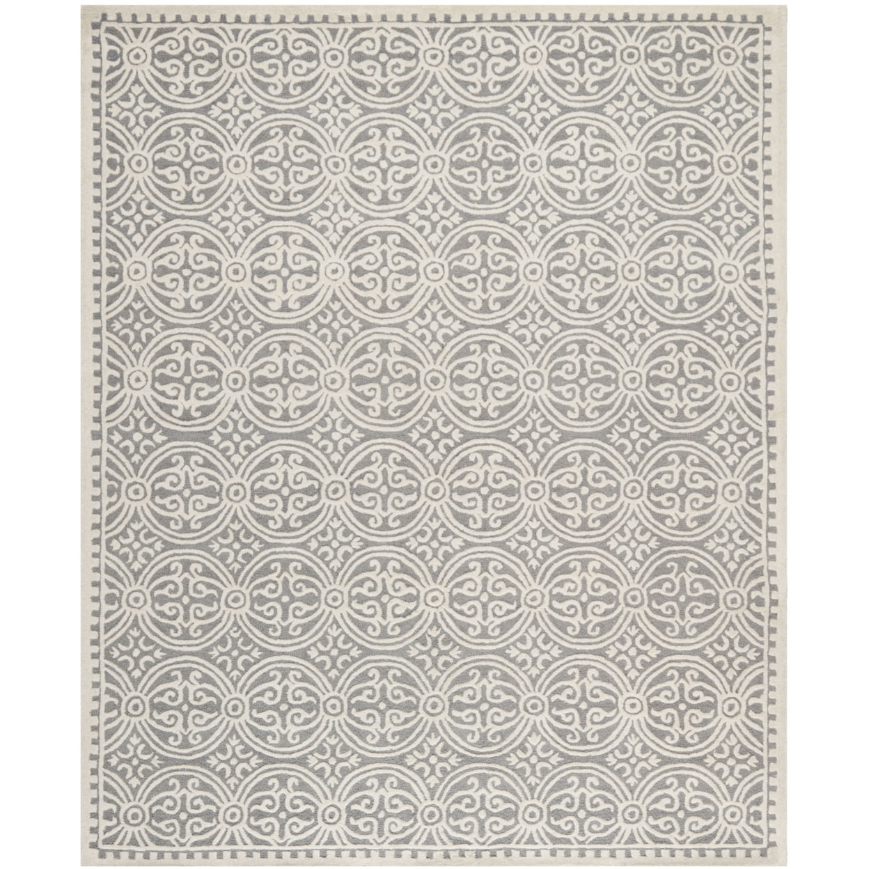 SAFAVIEH Cambridge Leslie Geometric Wool Area Rug, Silver/Ivory, 11' x 15'