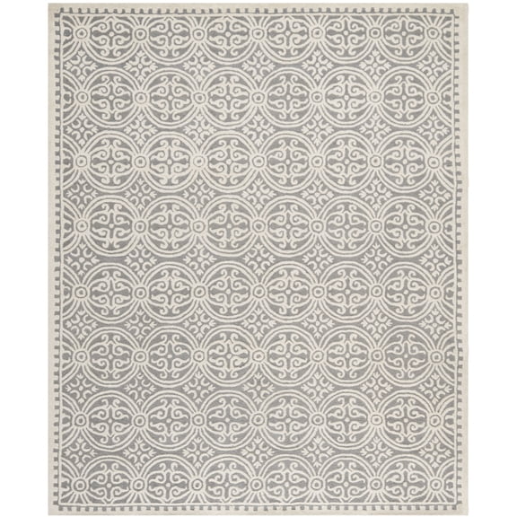 SAFAVIEH Cambridge Leslie Geometric Wool Area Rug, Silver/Ivory, 11' x 15'