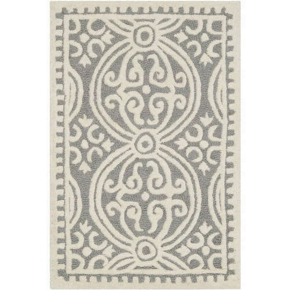 SAFAVIEH Cambridge Leslie Geometric Wool Area Rug, Silver/Ivory, 2'6" x 4'