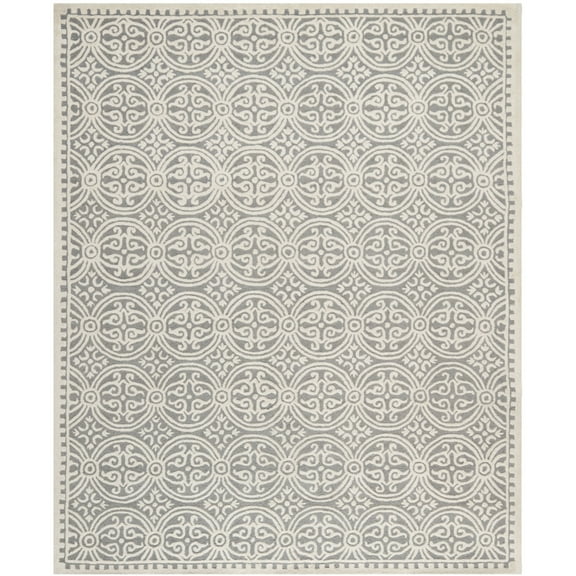 SAFAVIEH Cambridge Leslie Geometric Wool Area Rug, Silver/Ivory, 6' x 9'