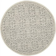 SAFAVIEH Cambridge Leslie Geometric Wool Area Rug, Silver/Ivory, 8' x 8' Round