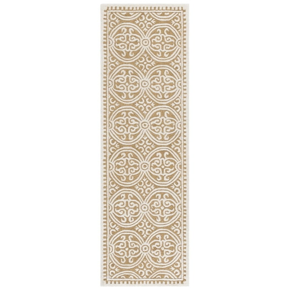 SAFAVIEH Cambridge Leslie Geometric Wool Runner Rug, Ivory/Gold, 2'6" x 8'