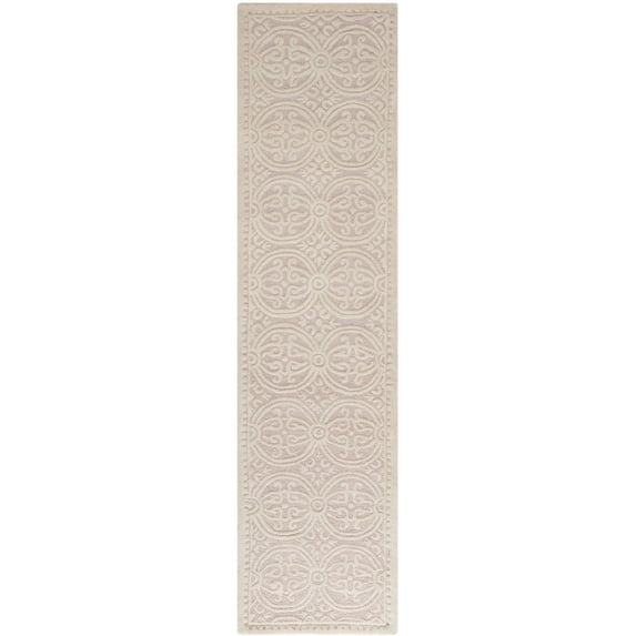 SAFAVIEH Cambridge Leslie Geometric Wool Runner Rug, Light Pink/Ivory, 2'6" x 8'