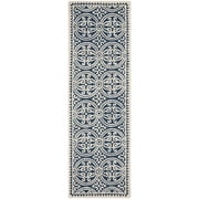 SAFAVIEH Cambridge Leslie Geometric Wool Runner Rug, Navy Blue/Ivory, 2'6" x 20'