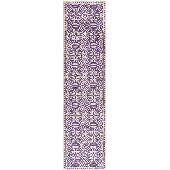 SAFAVIEH Cambridge Leslie Geometric Wool Runner Rug, Purple/Ivory, 2'6" x 10'