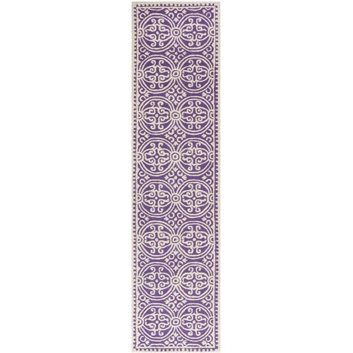 SAFAVIEH Cambridge Leslie Geometric Wool Runner Rug, Purple/Ivory, 2'6" x 12'