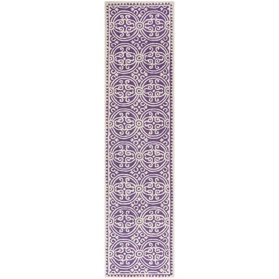 SAFAVIEH Cambridge Leslie Geometric Wool Runner Rug, Purple/Ivory, 2'6" x 14'