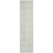 SAFAVIEH Cambridge Leslie Geometric Wool Runner Rug, Silver/Ivory, 2'6" x 6'