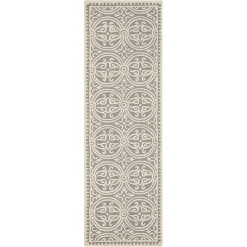 SAFAVIEH Cambridge Leslie Geometric Wool Runner Rug, Silver/Ivory, 2'6" x 8'