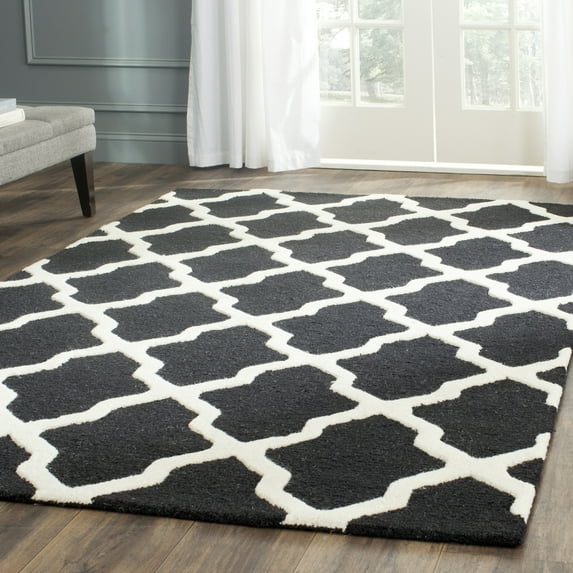 SAFAVIEH Cambridge Liam Geometric Wool Area Rug, Black/Ivory, 2' x 3'