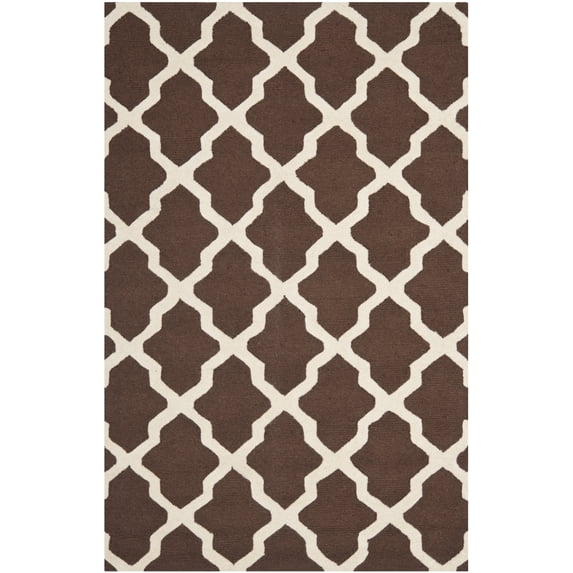 SAFAVIEH Cambridge Liam Geometric Wool Area Rug, Dark Brown/Ivory, 5' x 8'