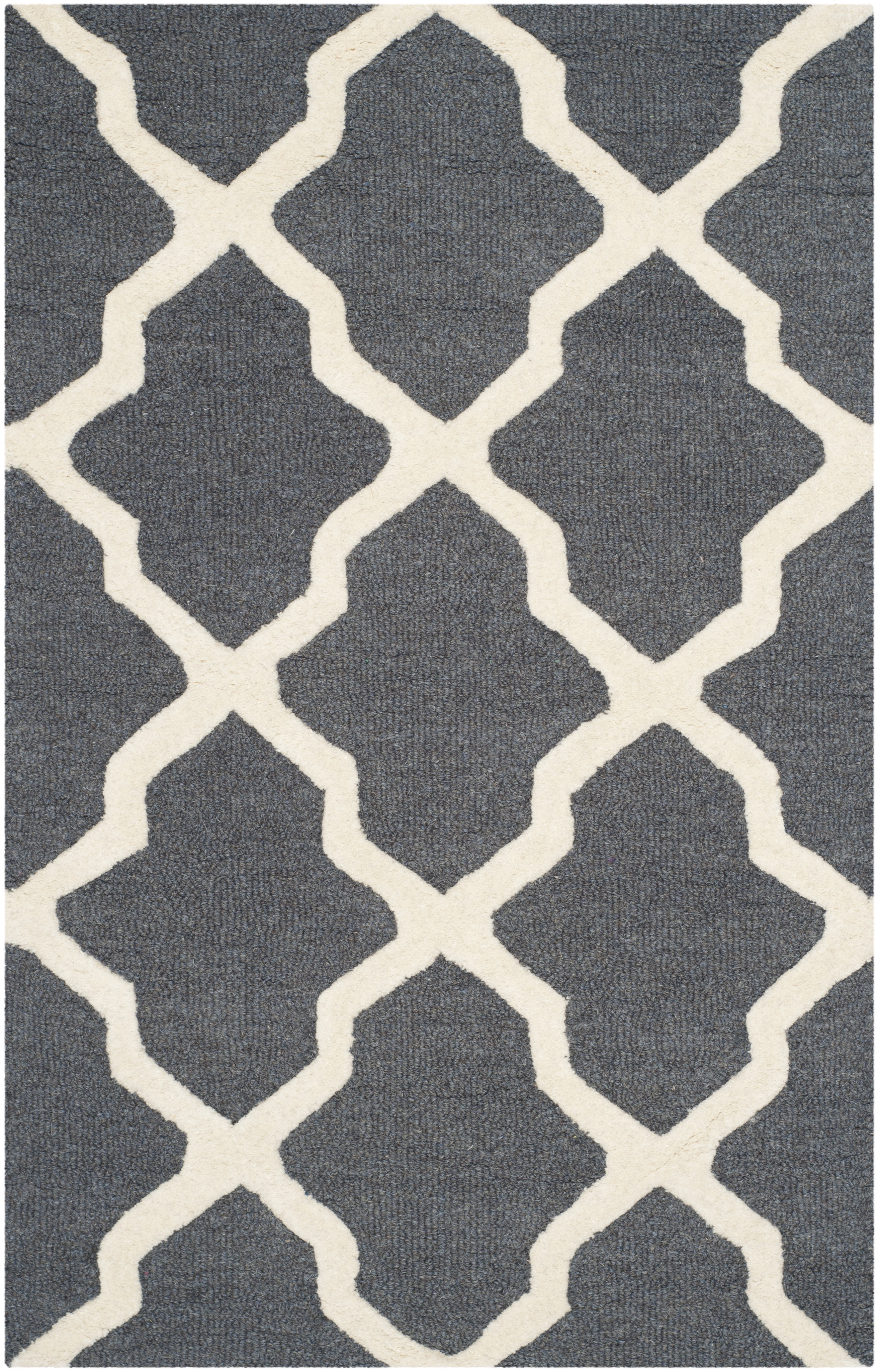 SAFAVIEH Cambridge Liam Geometric Wool Area Rug, Dark Grey/Ivory, 2'6" x 4'