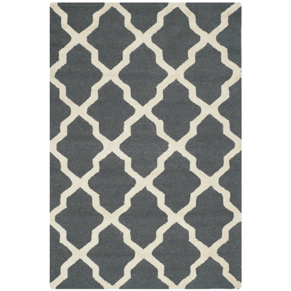 SAFAVIEH Cambridge Liam Geometric Wool Area Rug, Dark Grey/Ivory, 4' x 6'