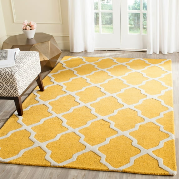 SAFAVIEH Cambridge Liam Geometric Wool Area Rug, Gold/Ivory, 10' x 14'