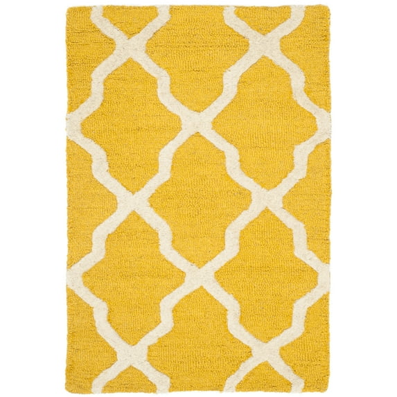 SAFAVIEH Cambridge Liam Geometric Wool Area Rug, Gold/Ivory, 2' x 3'