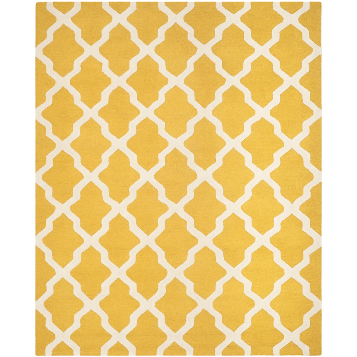Ivory and Gold 6' x 6' Square Hand-Tufted Wool Area Rug