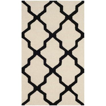 SAFAVIEH Cambridge Liam Geometric Wool Area Rug, Ivory/Black, 3' x 5'