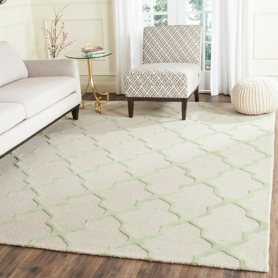 SAFAVIEH Cambridge Liam Geometric Wool Area Rug, Ivory/Light Green, 8' x 10'