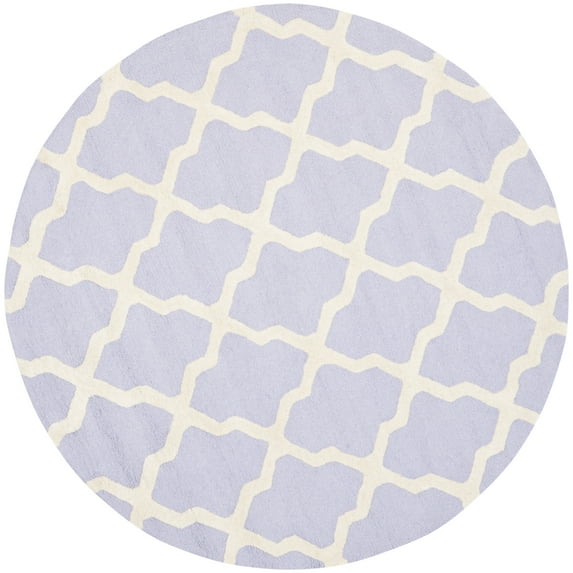 SAFAVIEH Cambridge Liam Geometric Wool Area Rug, Lavender/Ivory, 6' x 6' Round