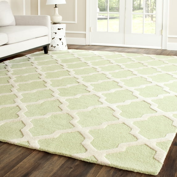 SAFAVIEH Cambridge Liam Geometric Wool Area Rug, Light Green/Ivory, 11' x 15'