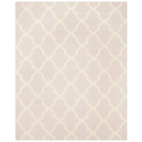 SAFAVIEH Cambridge Liam Geometric Wool Area Rug, Light Pink/Ivory, 11' x 15'