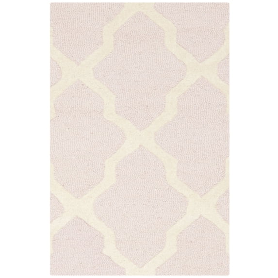 SAFAVIEH Cambridge Liam Geometric Wool Area Rug, Light Pink/Ivory, 2'6" x 4'