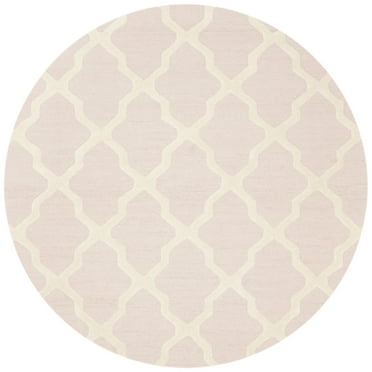 SAFAVIEH Cambridge Liam Geometric Wool Area Rug, Light Pink/Ivory, 4' x 4' Round